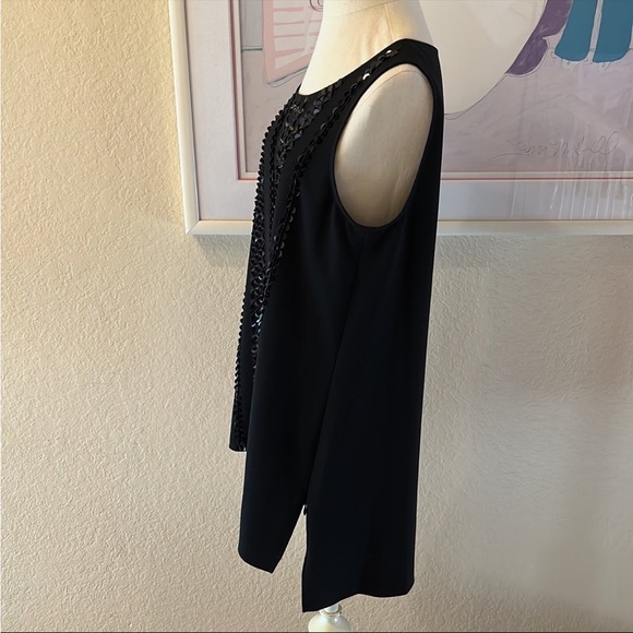 Lafayette New York 148 Black Sequin Embellished Sleeveless High Low Hem Blouse - Picture 4 of 10